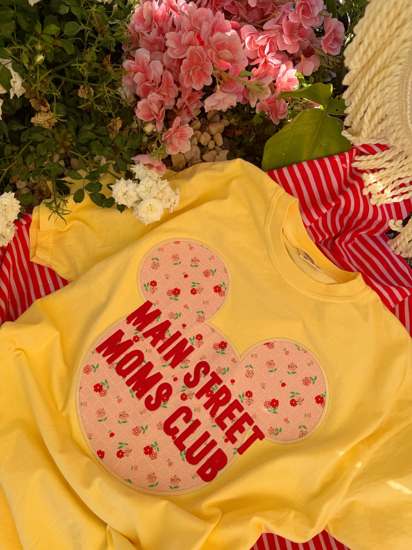 Floral Main Street Moms embroidered T-SHIRT PRE-ORDER (LATE JUNE/EARLY JULY)