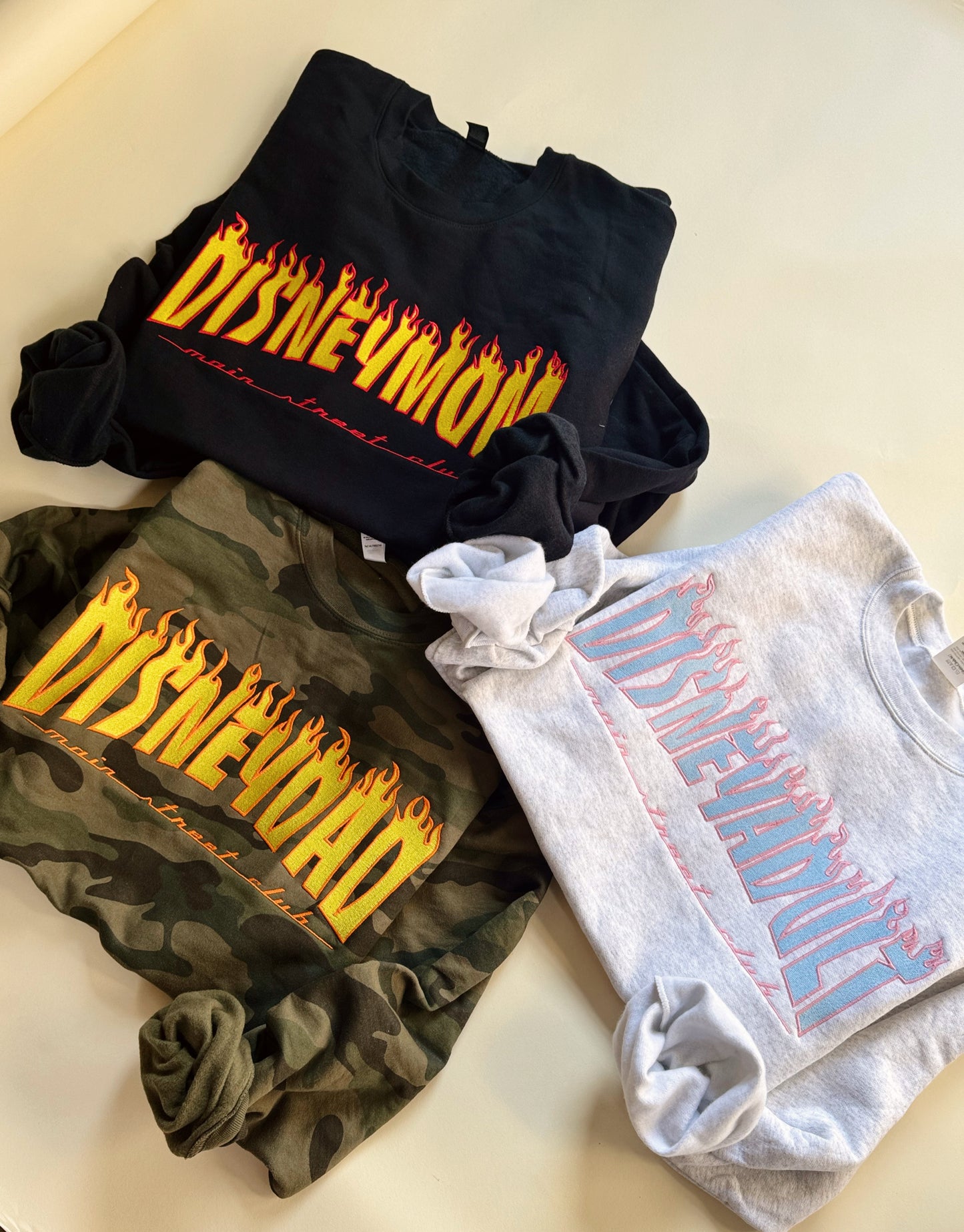 Flame embroidered crewnecks (MID/LATE JULY)