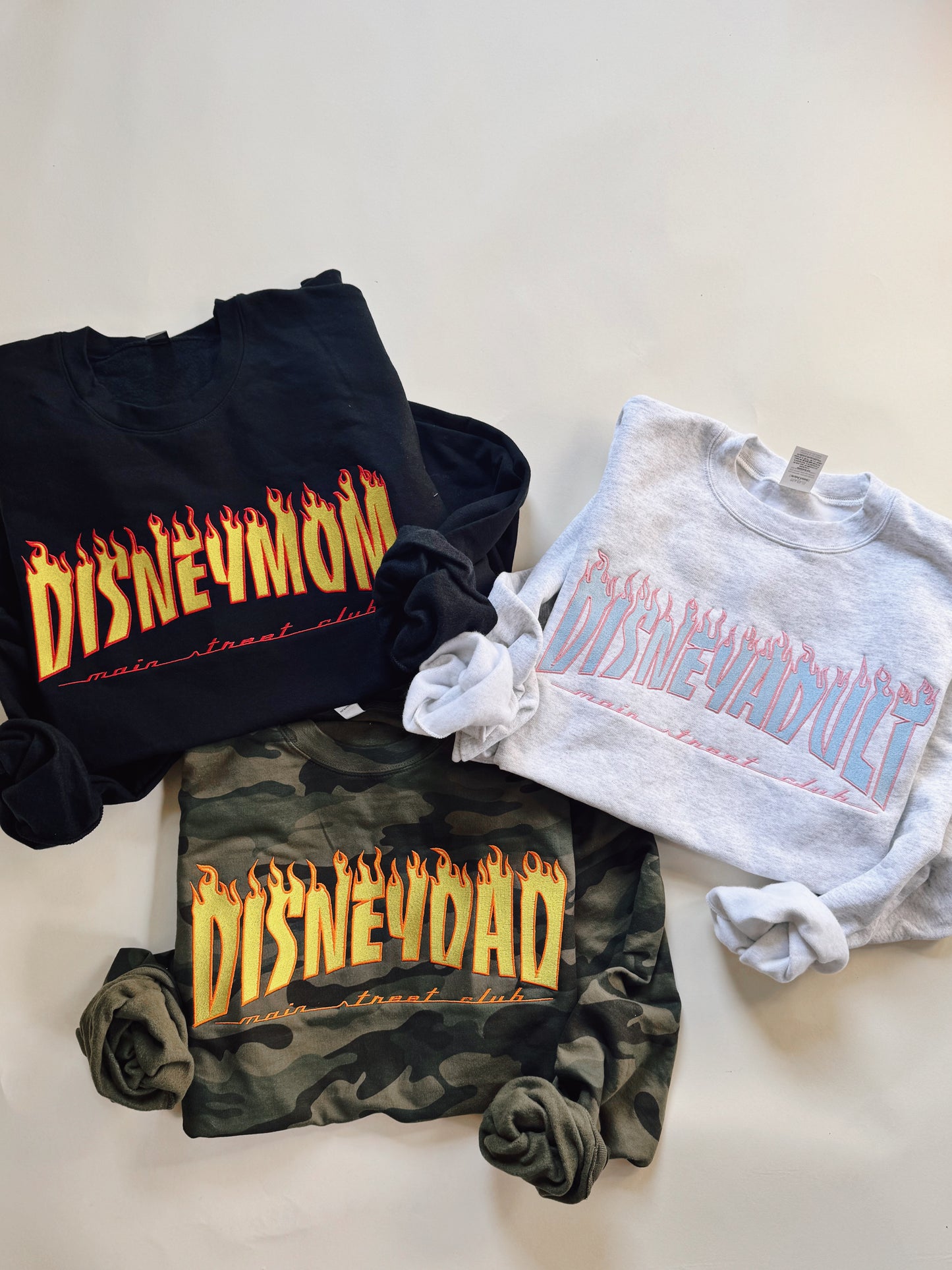 Flame embroidered crewnecks (MID/LATE JULY)