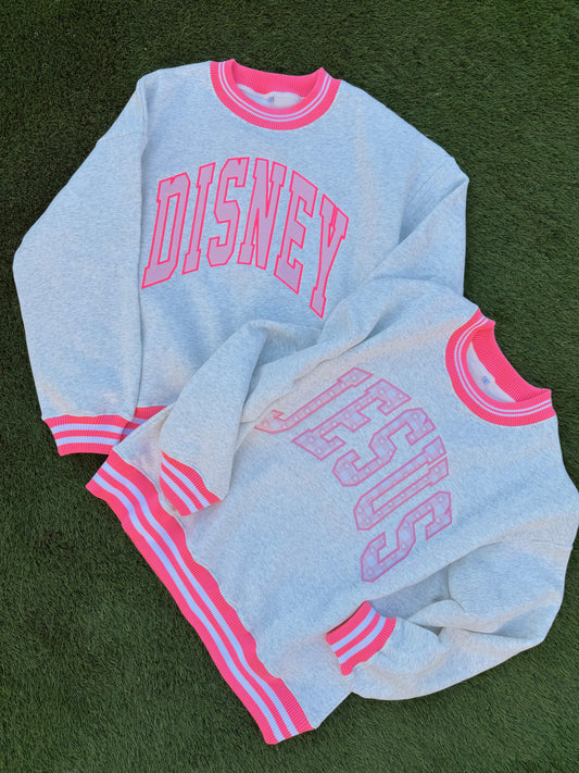 All things Pink Varsity Embroidered Sweatshirt (late Feb/early March)
