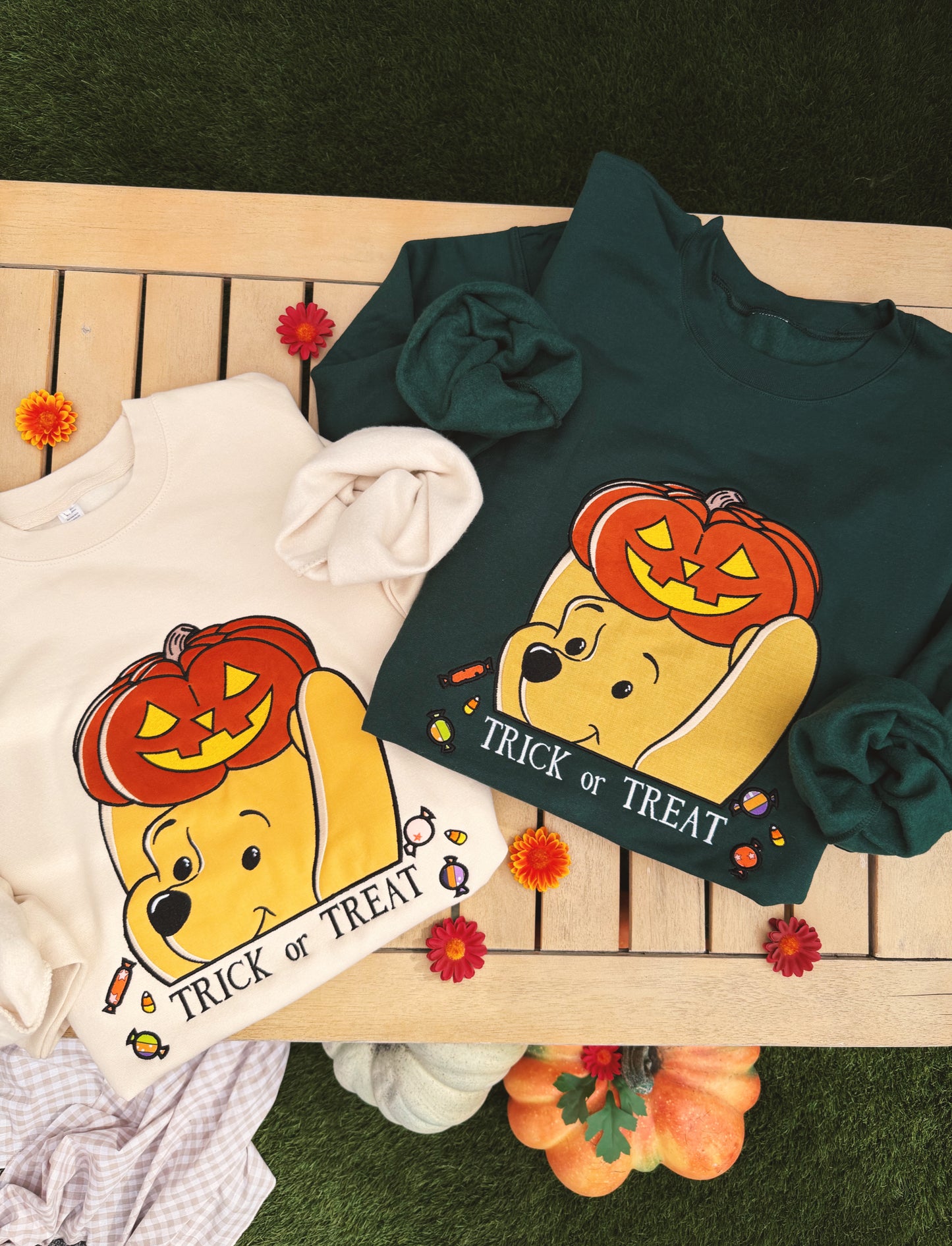 Trick or Treat Bear Embroidered sweatshirt (PRE ORDER MID/LATE AUG)