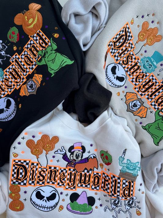 Checkered Spooky Parks embroidered crewneck PRE-ORDER(MID/LATE AUG)