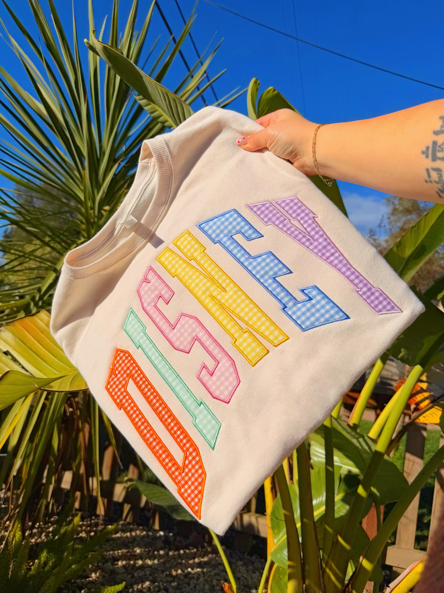 Pastel Gingham Embroidered Crewneck (LATE MARCH)