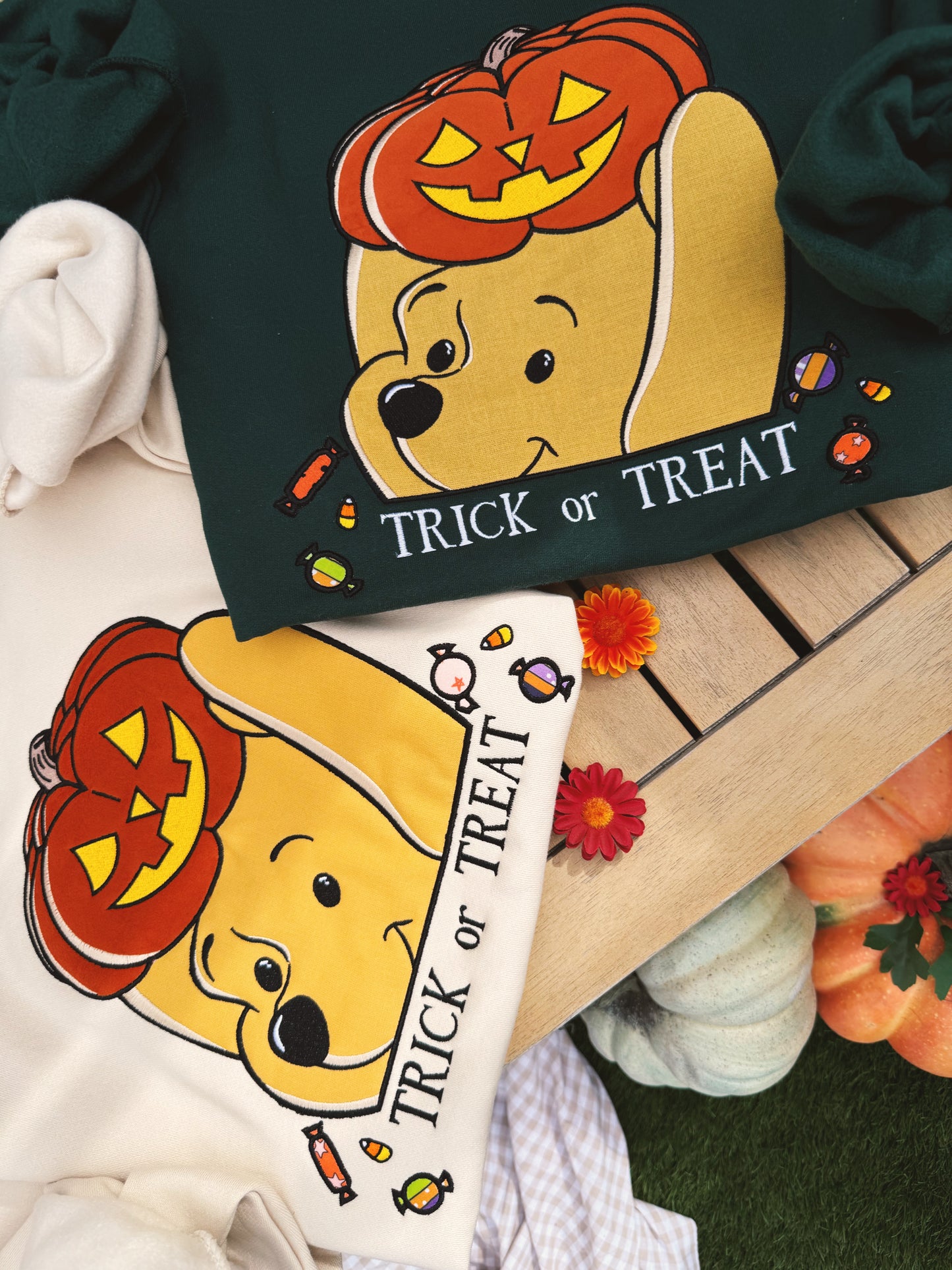 Trick or Treat Bear Embroidered sweatshirt (PRE ORDER MID/LATE AUG)