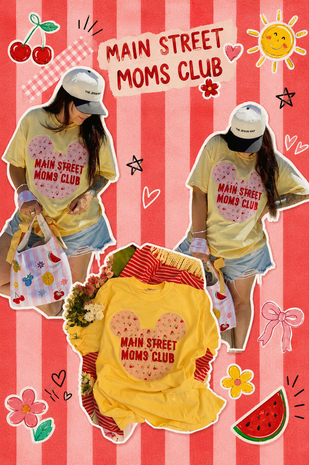 Floral Main Street Moms embroidered T-SHIRT PRE-ORDER (LATE JUNE/EARLY JULY)