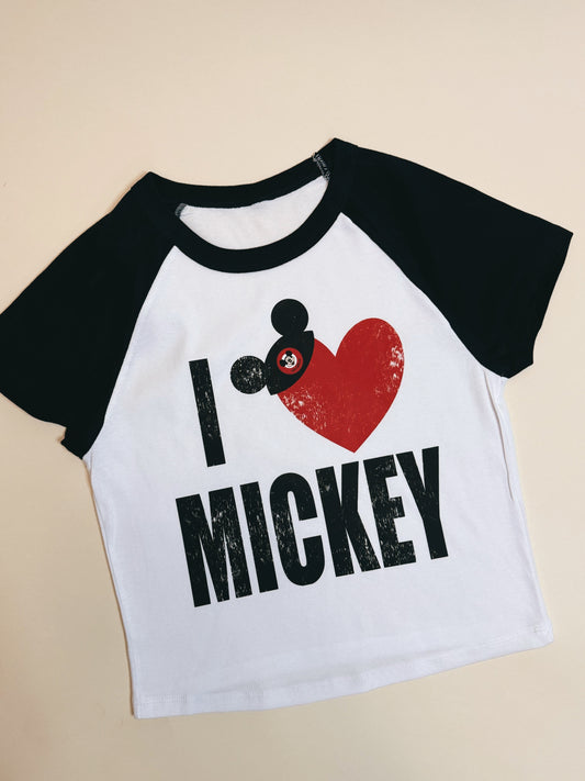 I HEART MICKEY women's baby tee (MADE TO ORDER)