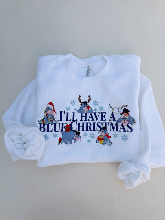Blue Christmas embroidered crewneck PRE-ORDER (11/21-12/3)