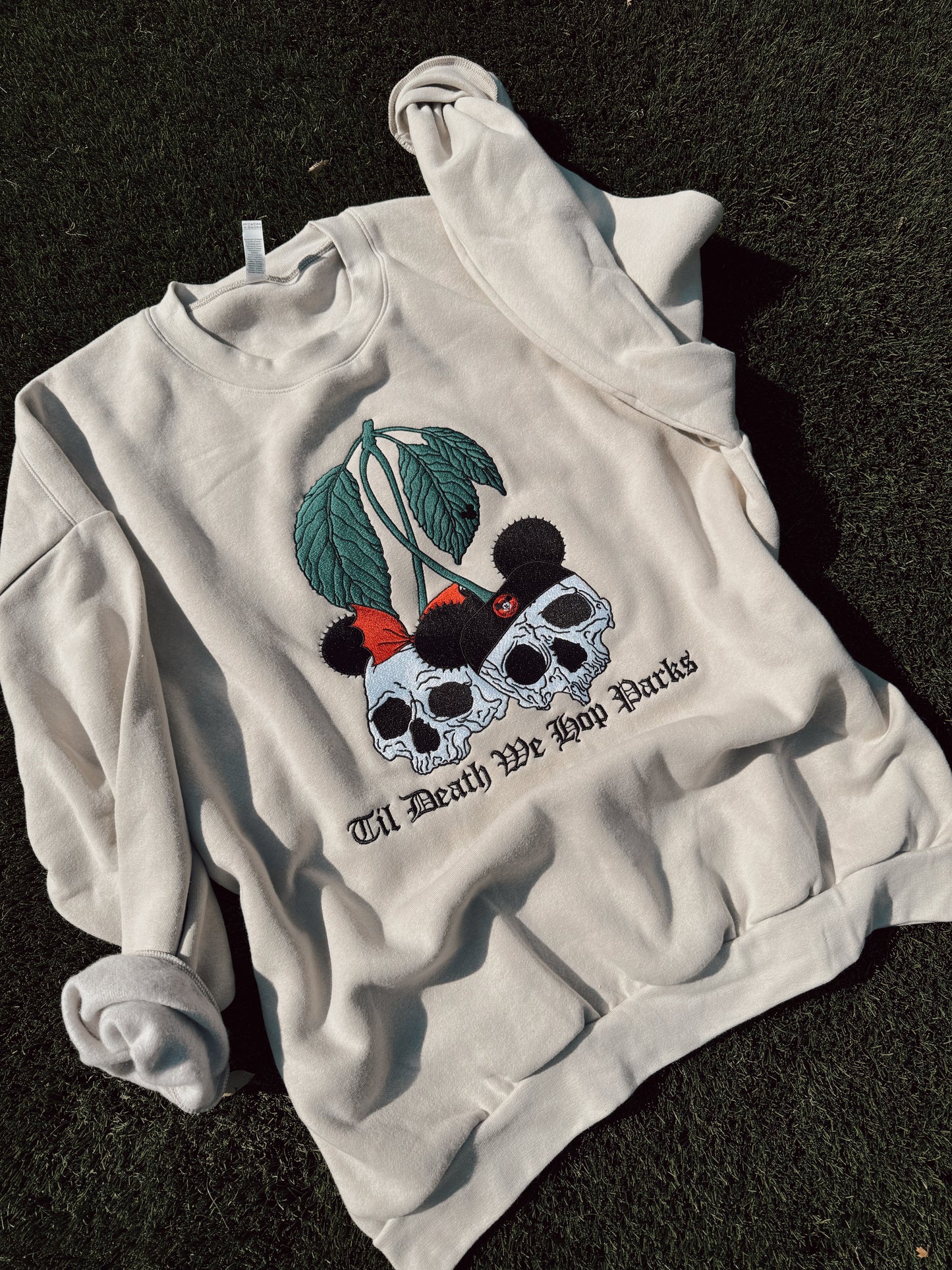 Til Death We Hop Parks Cherries embroidered crewneck PRE ORDER (ship date 9/8-9/15)