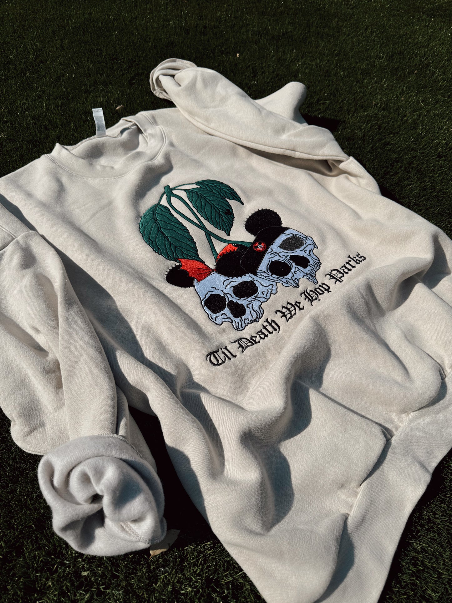 Til Death We Hop Parks Cherries embroidered crewneck PRE ORDER (ship date 9/8-9/15)